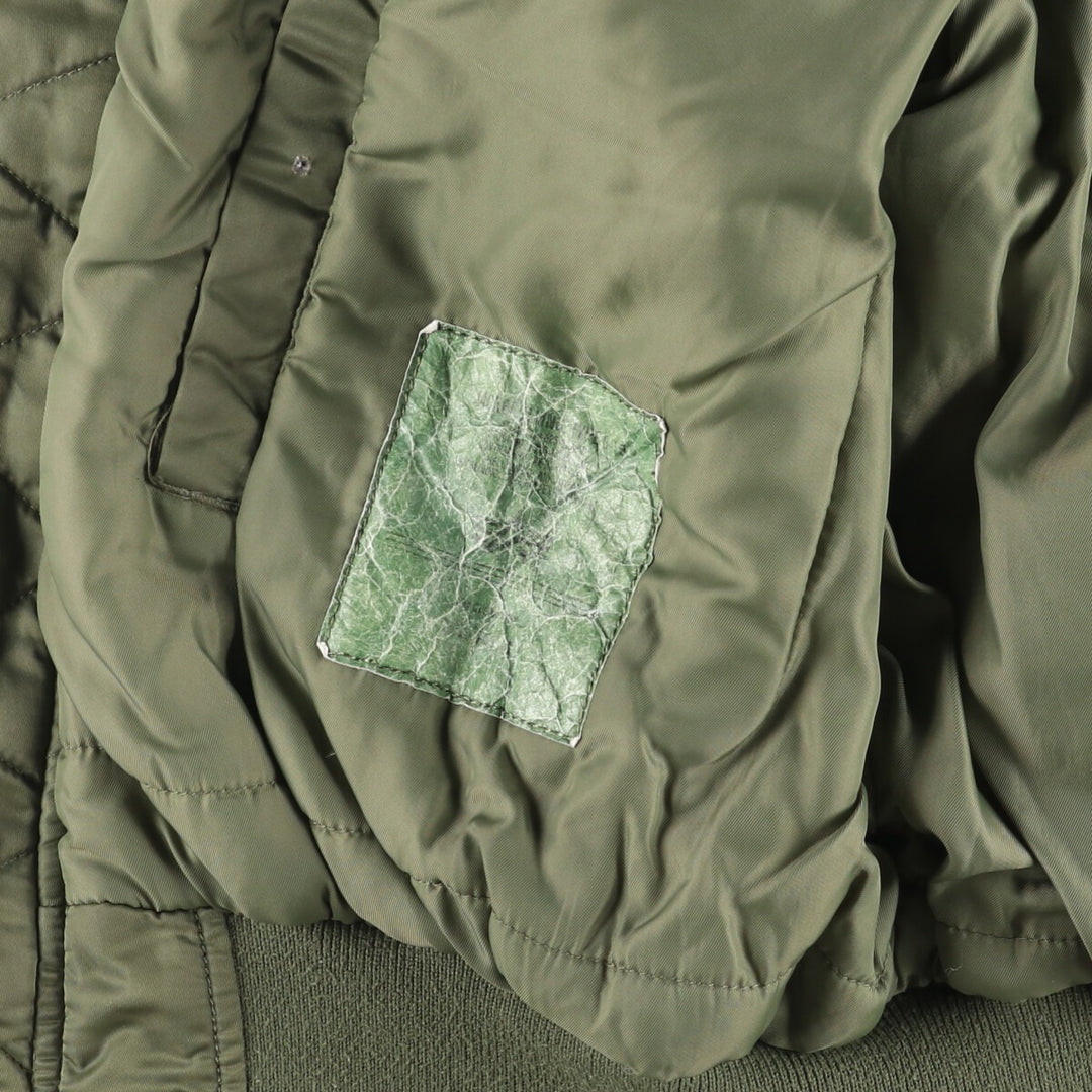 Civilian Alpha B-15 Type Padded Military Flight Jacket, Men's Size L Nylon Khaki type sage green Vintage Second Hand