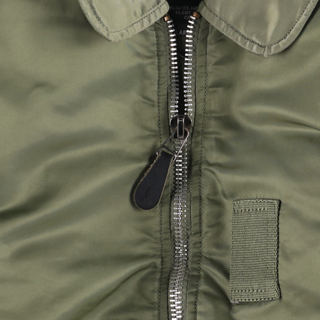 Civilian Alpha B-15 Type Padded Military Flight Jacket, Men's Size L Nylon Khaki type sage green Vintage Second Hand