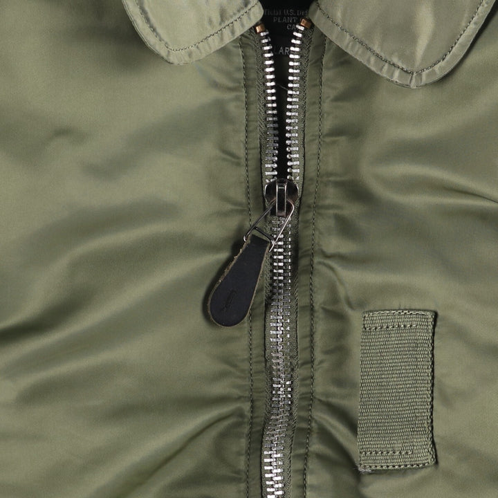 Civilian Alpha B-15 Type Padded Military Flight Jacket, Men's Size L Nylon Khaki type sage green Vintage Second Hand