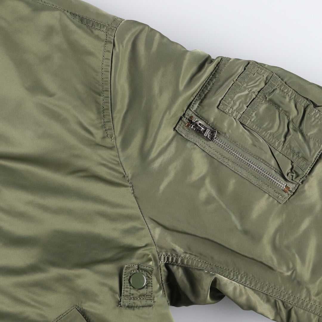 Civilian Alpha B-15 Type Padded Military Flight Jacket, Men's Size L Nylon Khaki type sage green Vintage Second Hand
