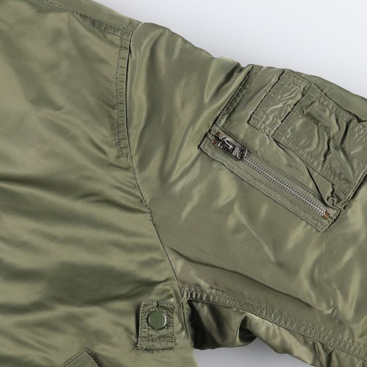 Civilian Alpha B-15 Type Padded Military Flight Jacket, Men's Size L Nylon Khaki type sage green Vintage Second Hand