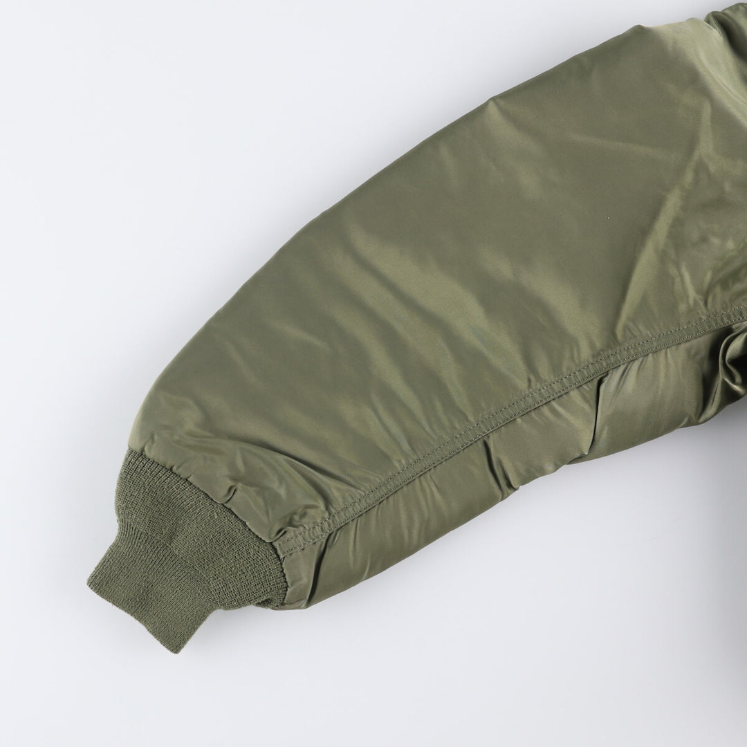 Civilian Alpha B-15 Type Padded Military Flight Jacket, Men's Size L Nylon Khaki type sage green Vintage Second Hand