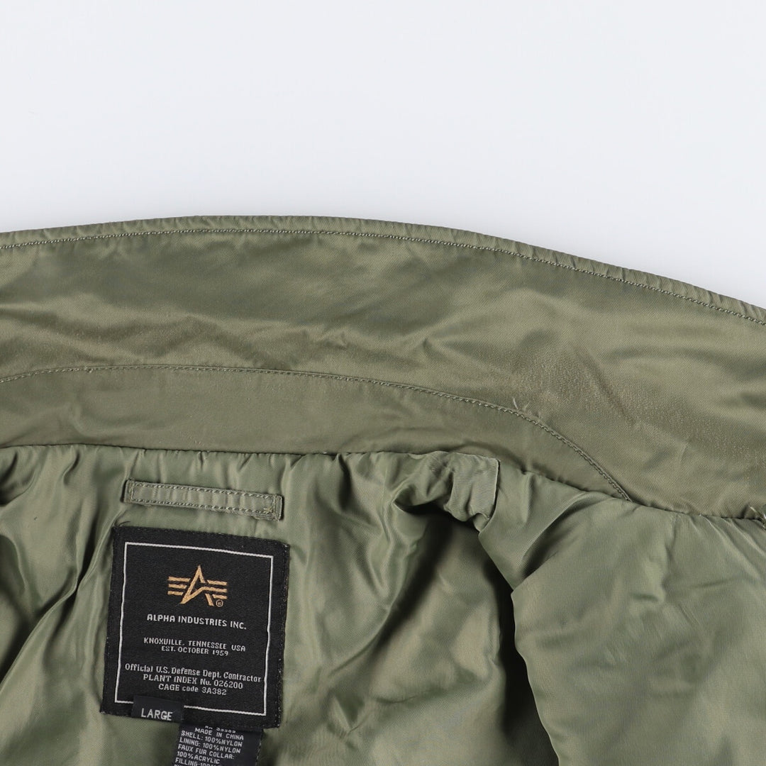 Civilian Alpha B-15 Type Padded Military Flight Jacket, Men's Size L Nylon Khaki type sage green Vintage Second Hand