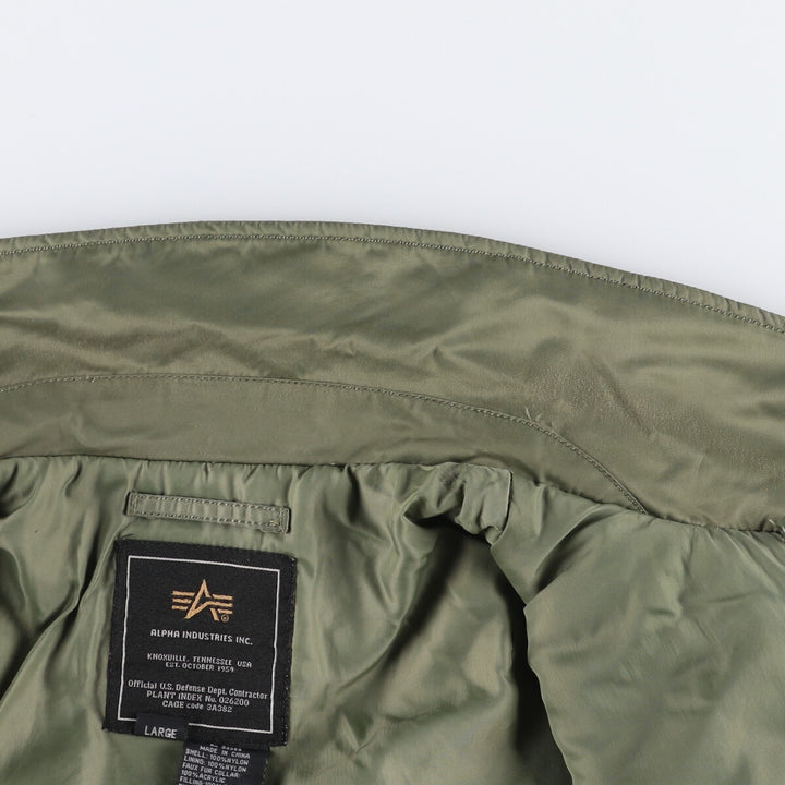 Civilian Alpha B-15 Type Padded Military Flight Jacket, Men's Size L Nylon Khaki type sage green Vintage Second Hand