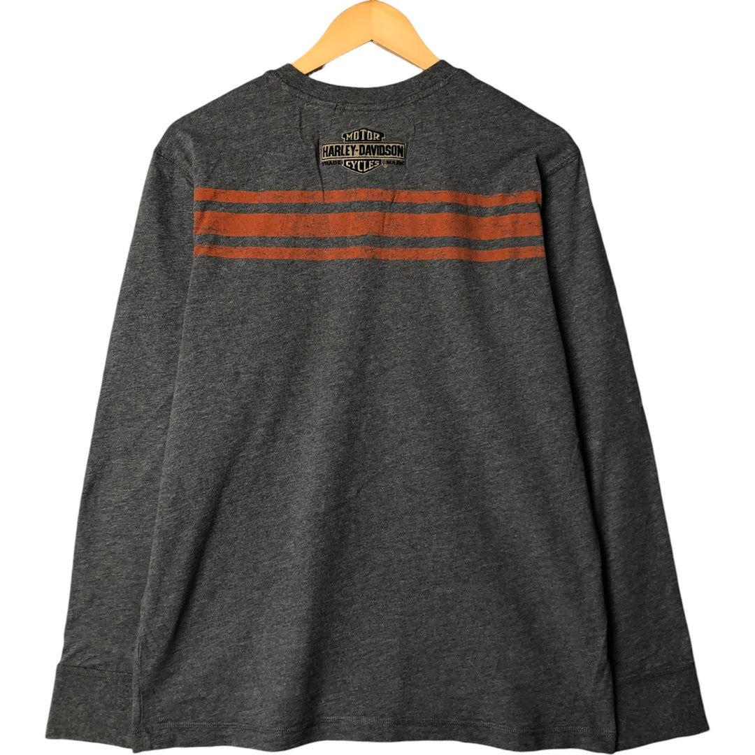 Harley-Davidson Henley Neck Motorcycle Bike T-Shirt, Men's Size L unclear gray type Vintage Second Hand