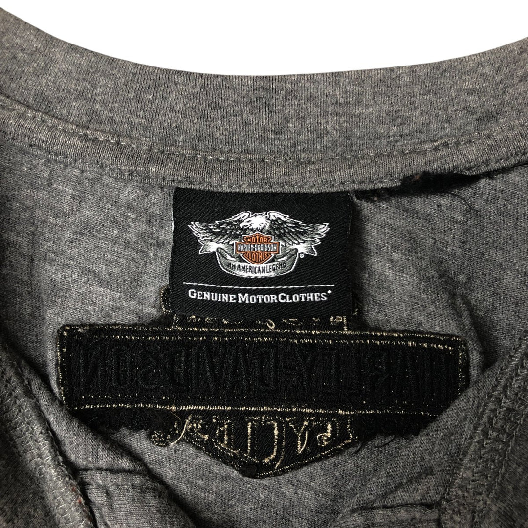 Harley-Davidson Henley Neck Motorcycle Bike T-Shirt, Men's Size L unclear gray type Vintage Second Hand