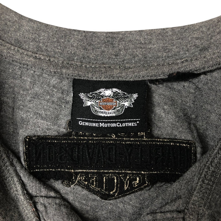 Harley-Davidson Henley Neck Motorcycle Bike T-Shirt, Men's Size L unclear gray type Vintage Second Hand