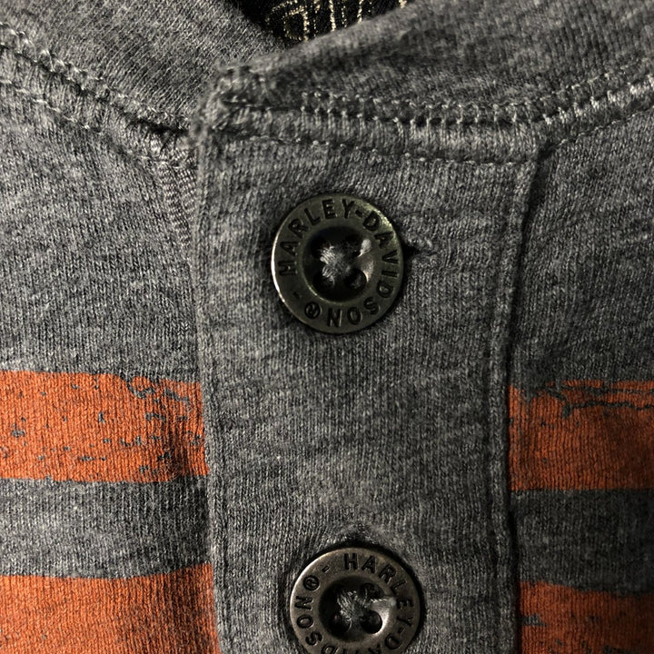 Harley-Davidson Henley Neck Motorcycle Bike T-Shirt, Men's Size L unclear gray type Vintage Second Hand