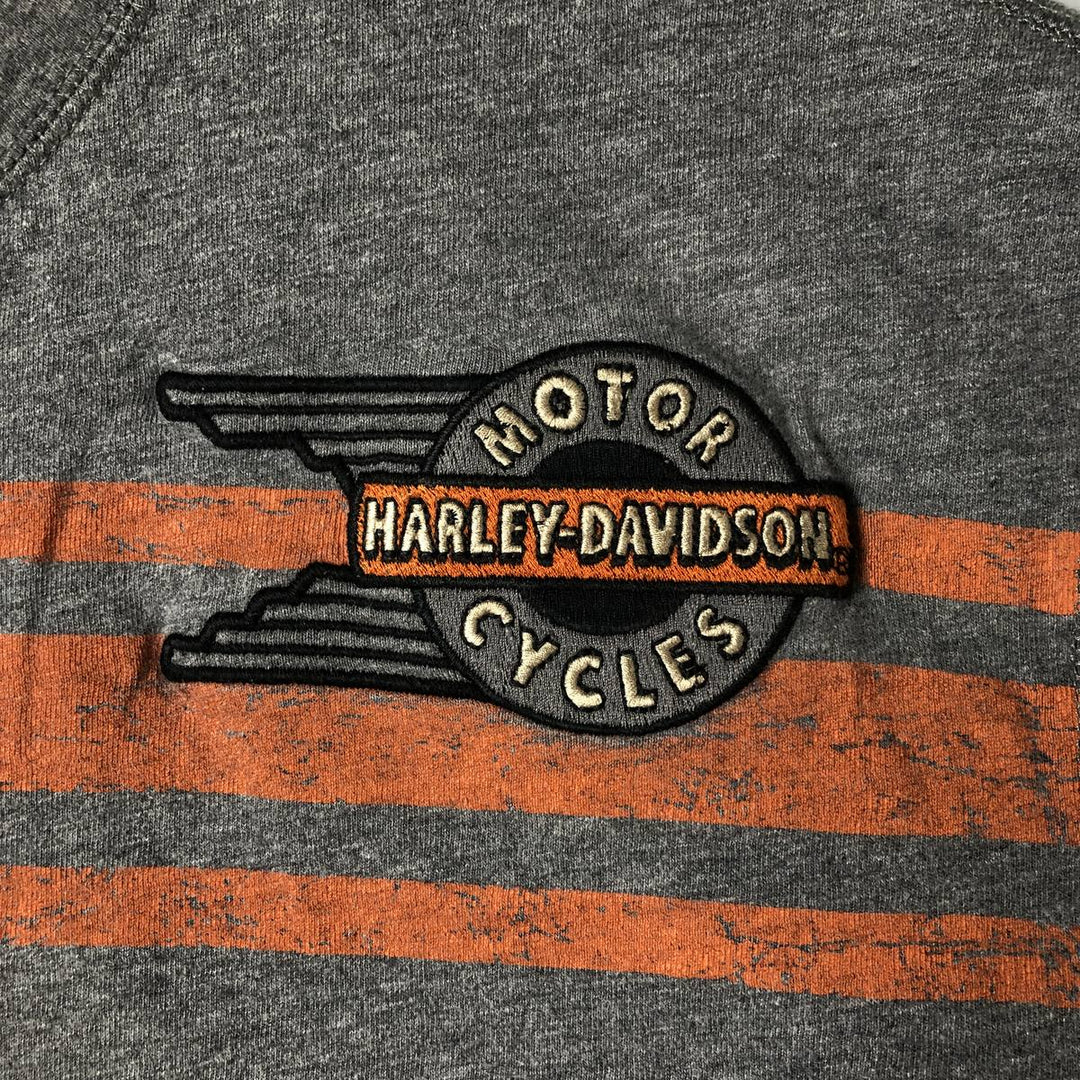 Harley-Davidson Henley Neck Motorcycle Bike T-Shirt, Men's Size L unclear gray type Vintage Second Hand