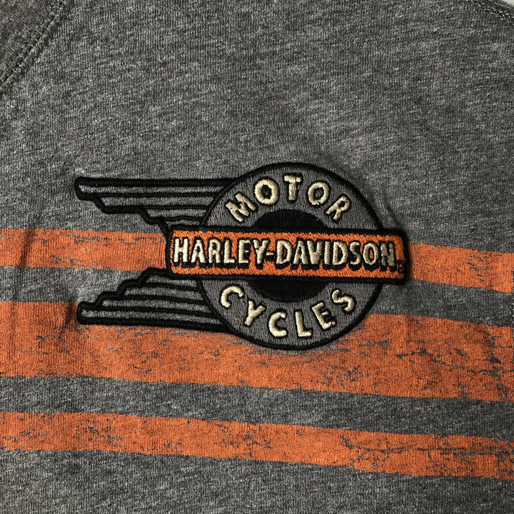 Harley-Davidson Henley Neck Motorcycle Bike T-Shirt, Men's Size L unclear gray type Vintage Second Hand