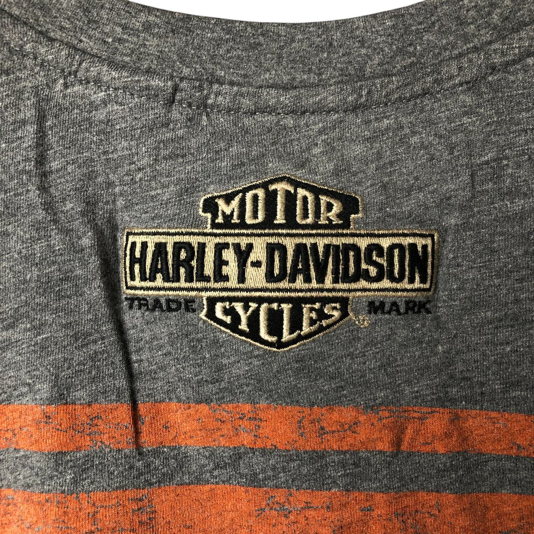 Harley-Davidson Henley Neck Motorcycle Bike T-Shirt, Men's Size L unclear gray type Vintage Second Hand