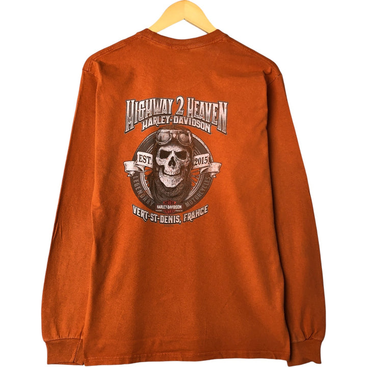 Harley-Davidson Skull Pattern Motorcycle Bike T-shirt Men's XL unclear orange type Vintage Second Hand