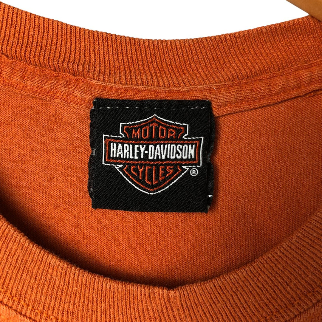 Harley-Davidson Skull Pattern Motorcycle Bike T-shirt Men's XL unclear orange type Vintage Second Hand