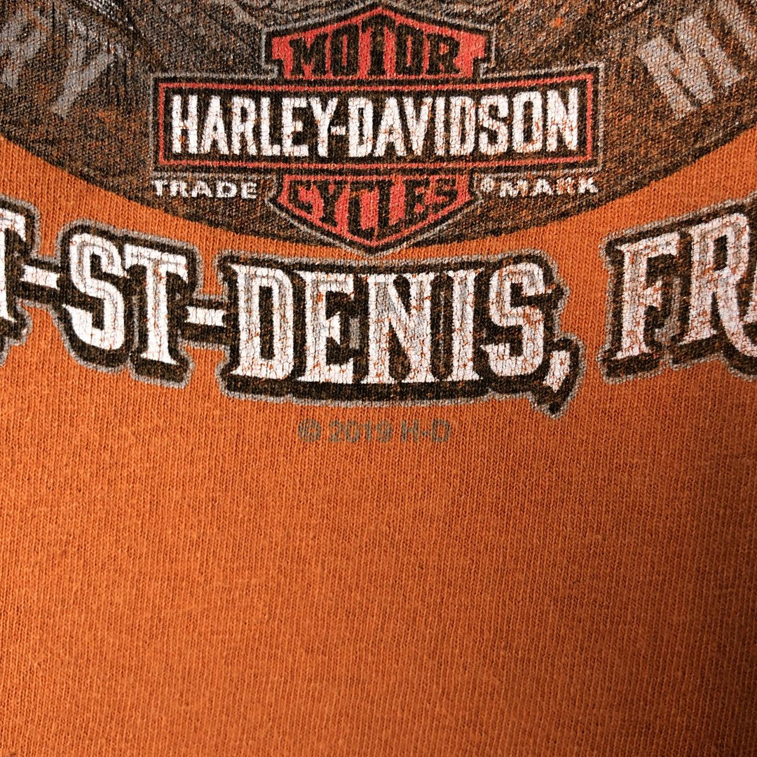 Harley-Davidson Skull Pattern Motorcycle Bike T-shirt Men's XL unclear orange type Vintage Second Hand