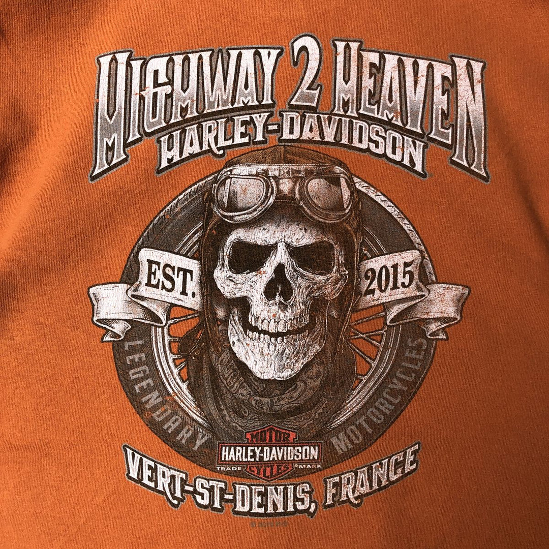 Harley-Davidson Skull Pattern Motorcycle Bike T-shirt Men's XL unclear orange type Vintage Second Hand