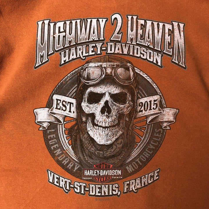 Harley-Davidson Skull Pattern Motorcycle Bike T-shirt Men's XL unclear orange type Vintage Second Hand