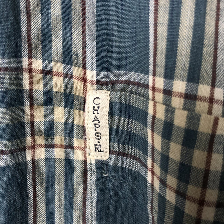 90'S Ralph Lauren CHAPS short sleeve button down check shirt men's size L vintage cotton green type Vintage Second Hand