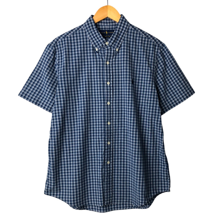 Ralph Lauren INDIGO OXFORD short sleeve button down check shirt men's size L cotton blue type Vintage Second Hand