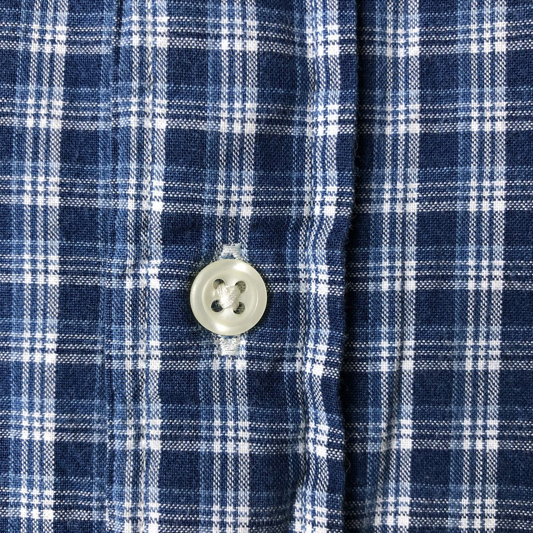 Ralph Lauren INDIGO OXFORD short sleeve button down check shirt men's size L cotton blue type Vintage Second Hand