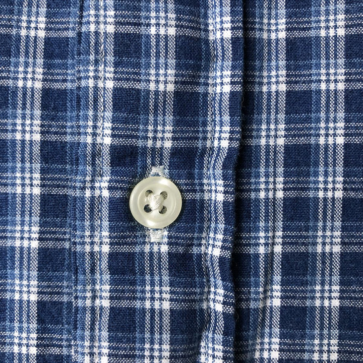 Ralph Lauren INDIGO OXFORD short sleeve button down check shirt men's size L cotton blue type Vintage Second Hand