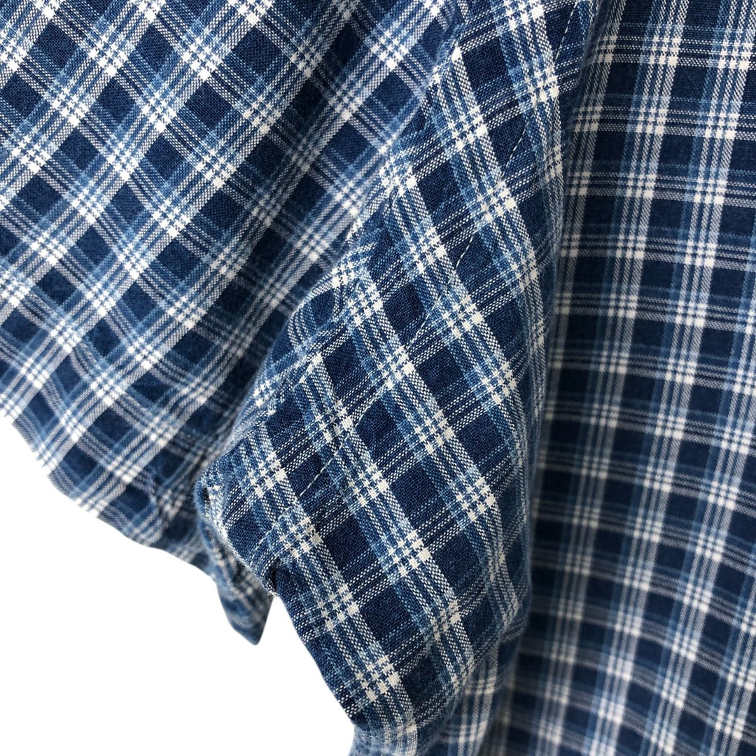 Ralph Lauren INDIGO OXFORD short sleeve button down check shirt men's size L cotton blue type Vintage Second Hand