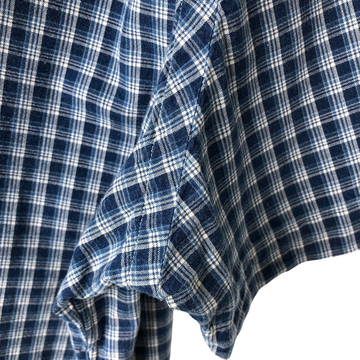 Ralph Lauren INDIGO OXFORD short sleeve button down check shirt men's size L cotton blue type Vintage Second Hand