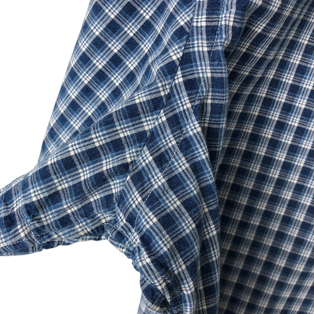 Ralph Lauren INDIGO OXFORD short sleeve button down check shirt men's size L cotton blue type Vintage Second Hand
