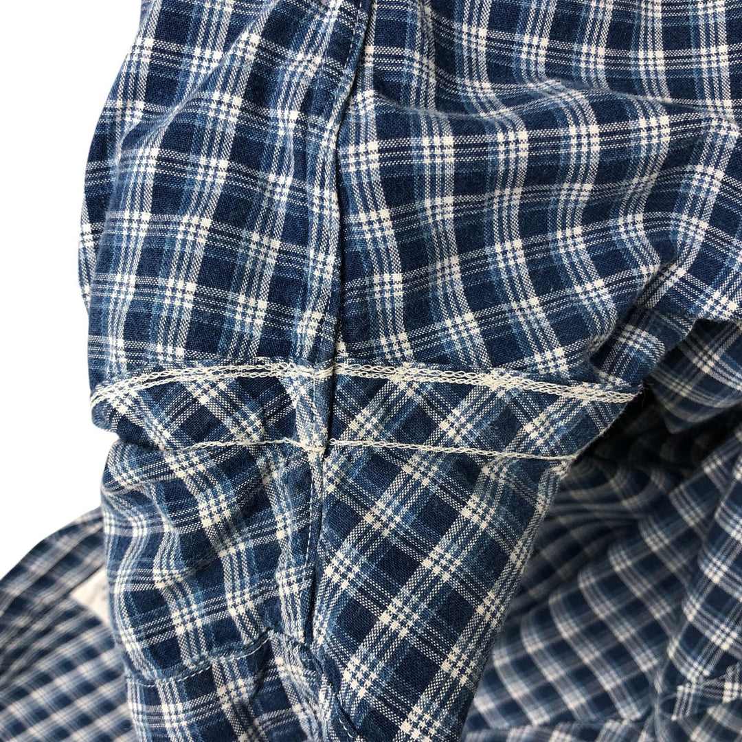 Ralph Lauren INDIGO OXFORD short sleeve button down check shirt men's size L cotton blue type Vintage Second Hand