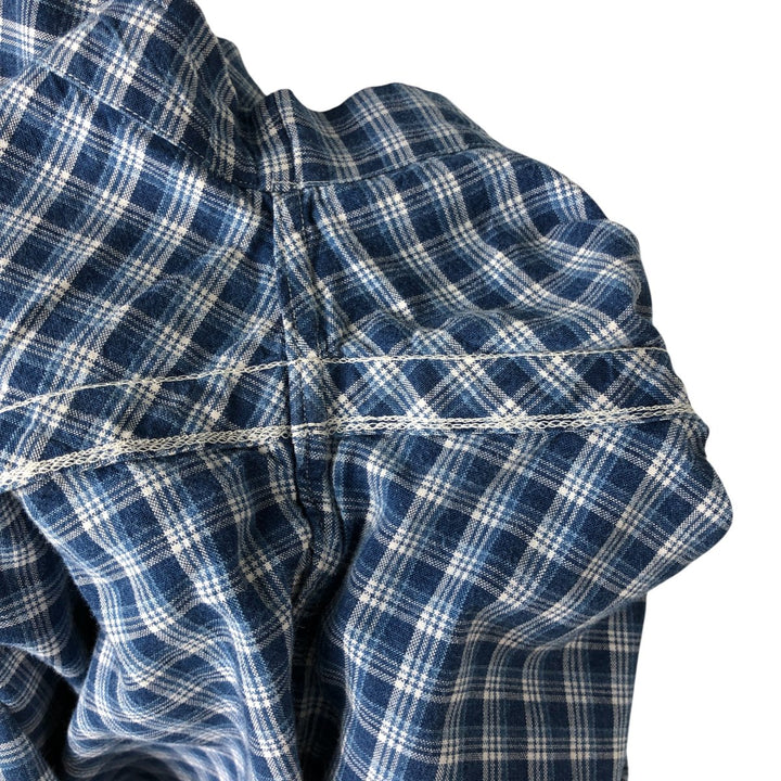 Ralph Lauren INDIGO OXFORD short sleeve button down check shirt men's size L cotton blue type Vintage Second Hand