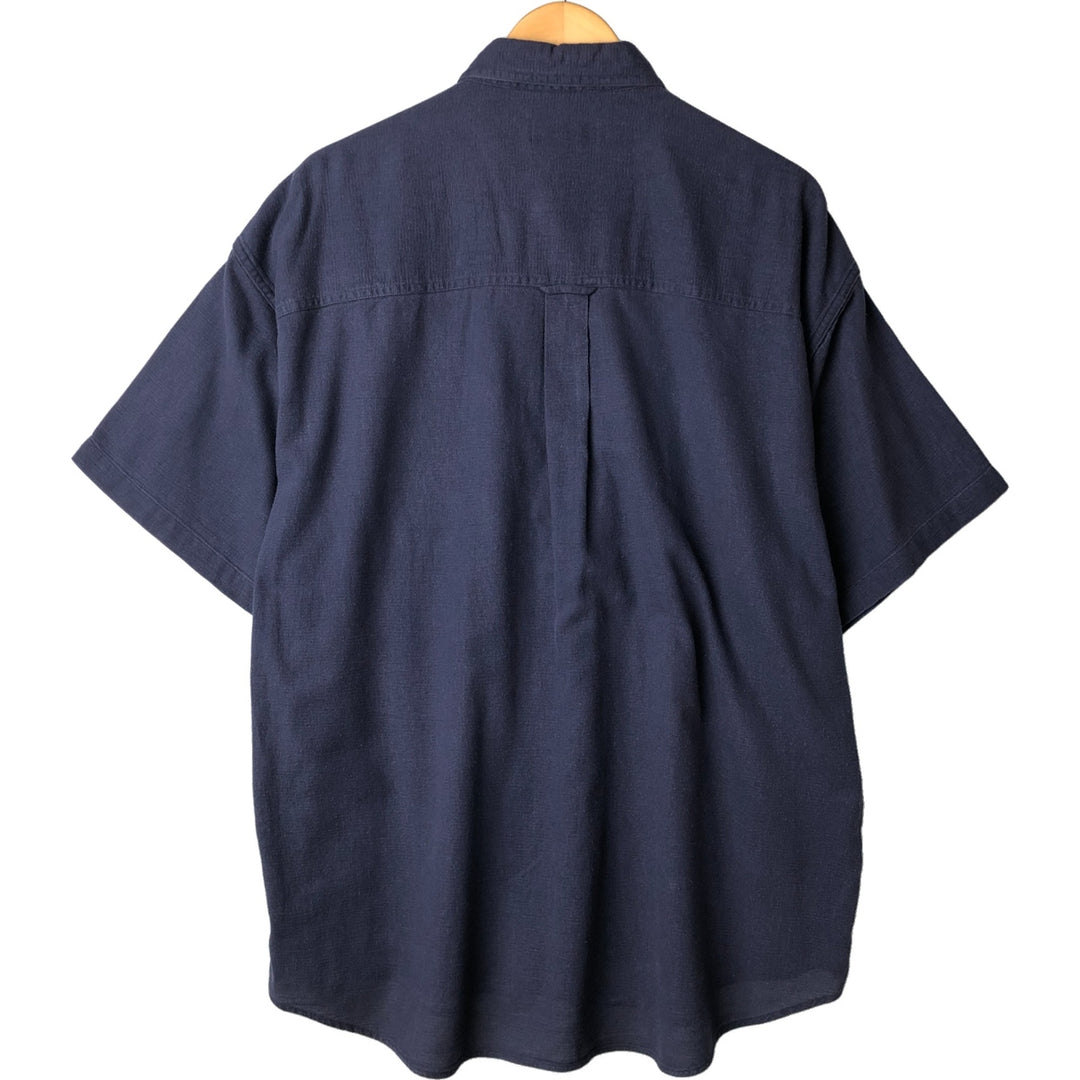90'S Ralph Lauren CHAPS short sleeve button down shirt men's XL size vintage cotton navy blue type Vintage Second Hand