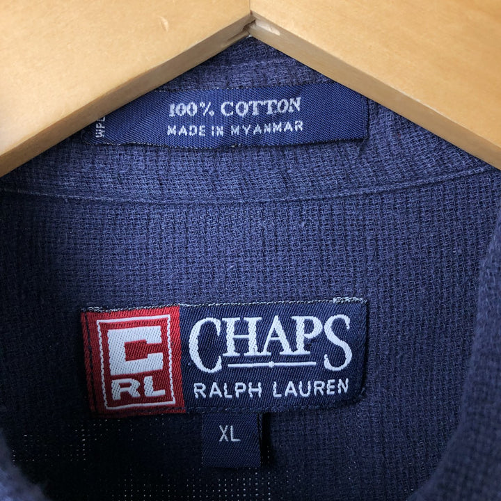 90'S Ralph Lauren CHAPS short sleeve button down shirt men's XL size vintage cotton navy blue type Vintage Second Hand