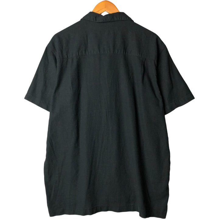 Haggar Short Sleeve Open Collar Linen and Rayon Box Shirt, Men's XL linen black type Vintage Second Hand