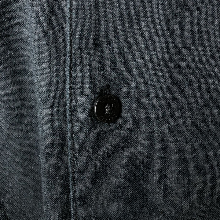 Haggar Short Sleeve Open Collar Linen and Rayon Box Shirt, Men's XL linen black type Vintage Second Hand