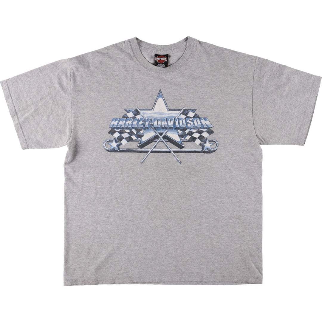 00'S Harley-Davidson Eagle Pattern Motorcycle Bike T-shirt Men's L size cotton gray type Vintage Second Hand