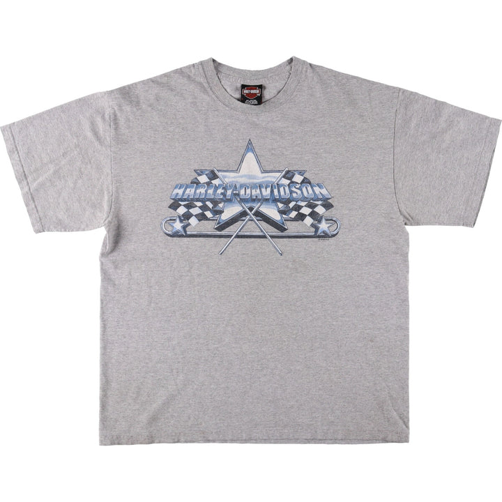 00'S Harley-Davidson Eagle Pattern Motorcycle Bike T-shirt Men's L size cotton gray type Vintage Second Hand
