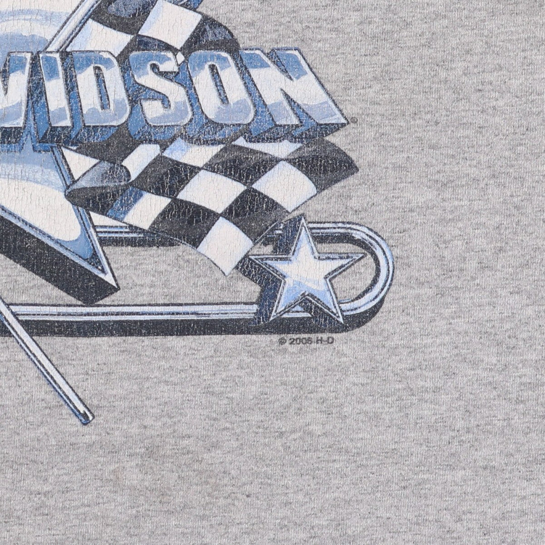 00'S Harley-Davidson Eagle Pattern Motorcycle Bike T-shirt Men's L size cotton gray type Vintage Second Hand