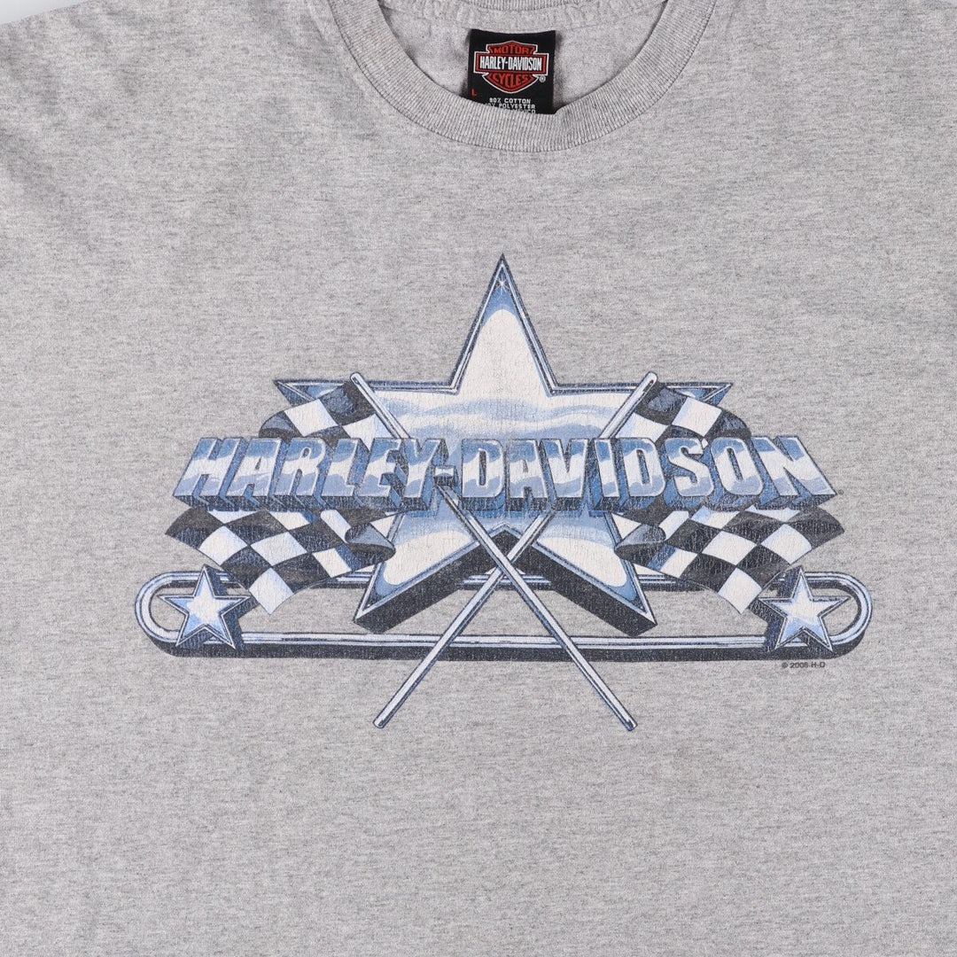 00'S Harley-Davidson Eagle Pattern Motorcycle Bike T-shirt Men's L size cotton gray type Vintage Second Hand