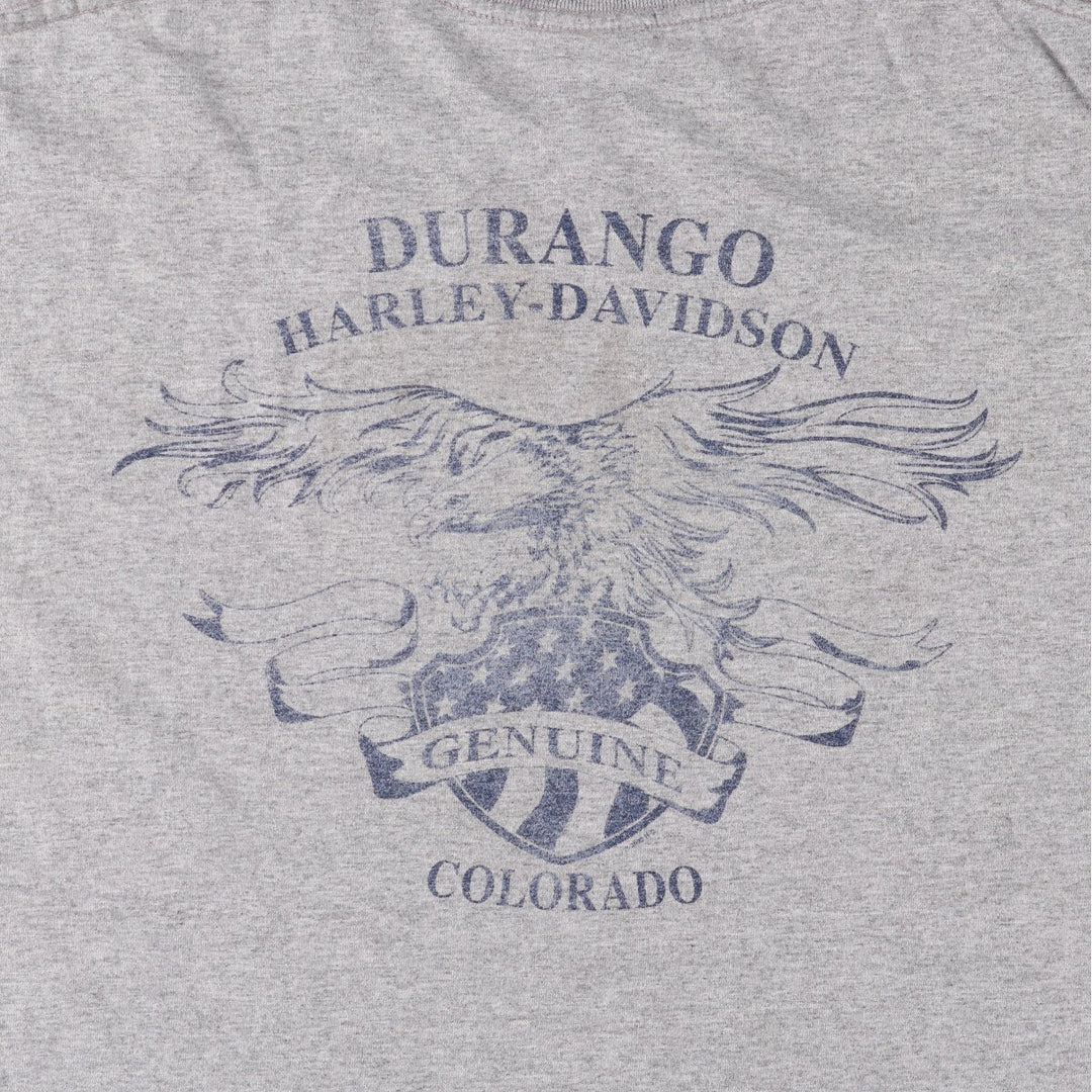 00'S Harley-Davidson Eagle Pattern Motorcycle Bike T-shirt Men's L size cotton gray type Vintage Second Hand