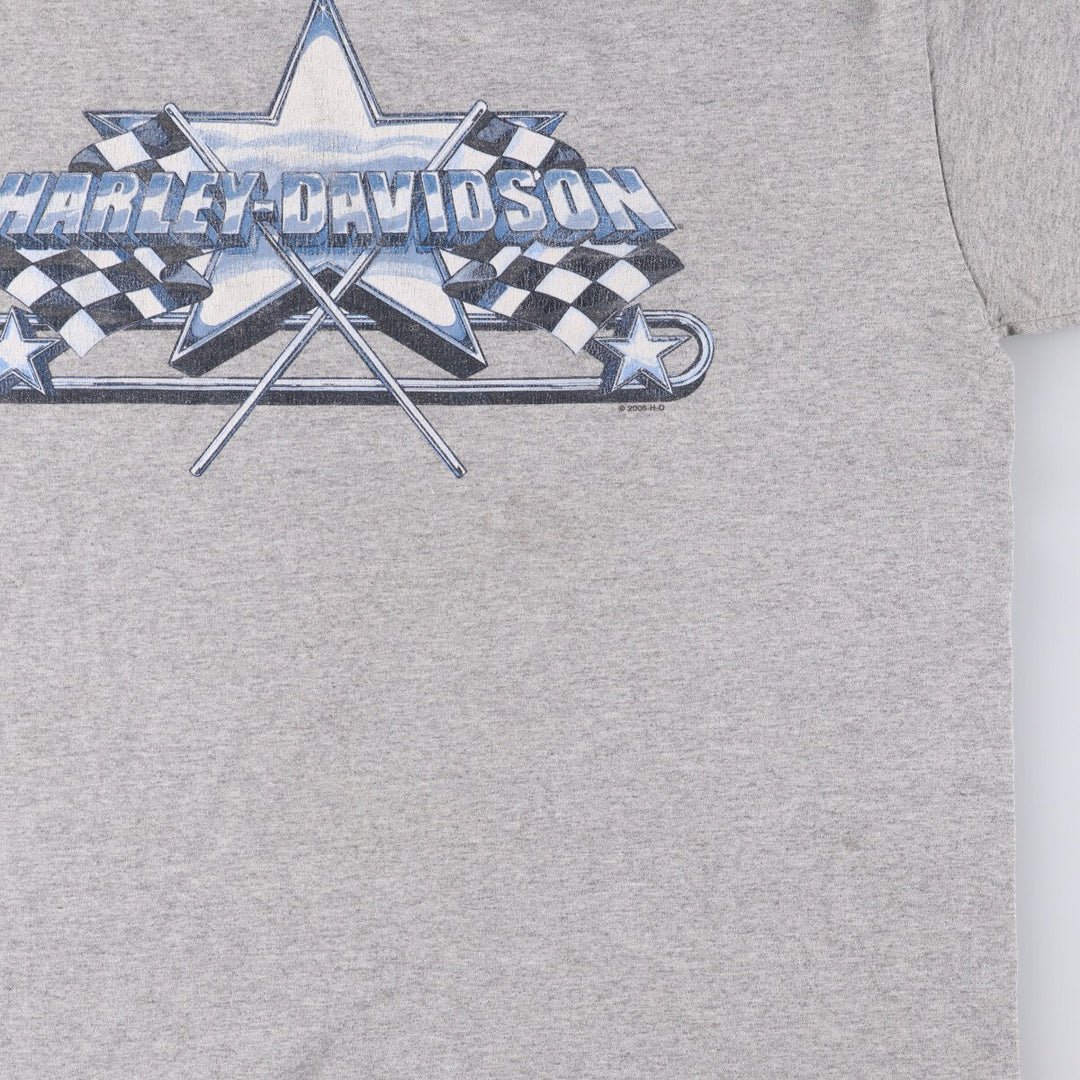 00'S Harley-Davidson Eagle Pattern Motorcycle Bike T-shirt Men's L size cotton gray type Vintage Second Hand