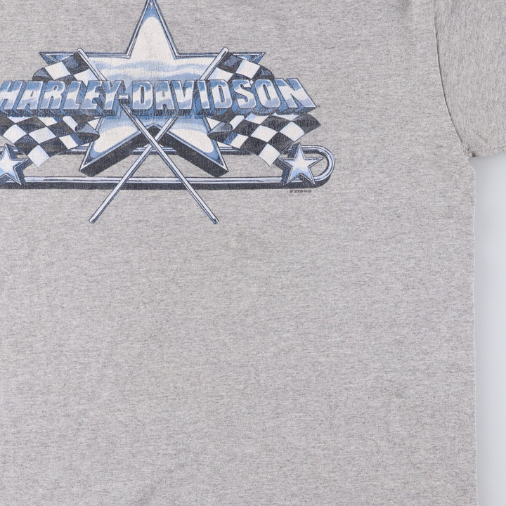 00'S Harley-Davidson Eagle Pattern Motorcycle Bike T-shirt Men's L size cotton gray type Vintage Second Hand