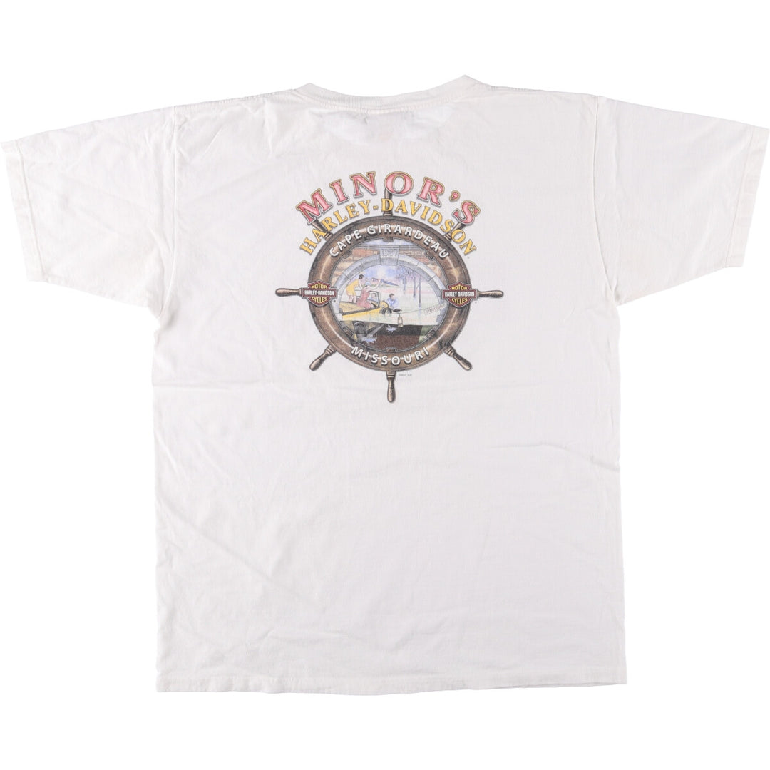 00'S Harley-Davidson Motorcycle Bike T-shirt Made in USA Men's XL unclear white type Vintage Second Hand