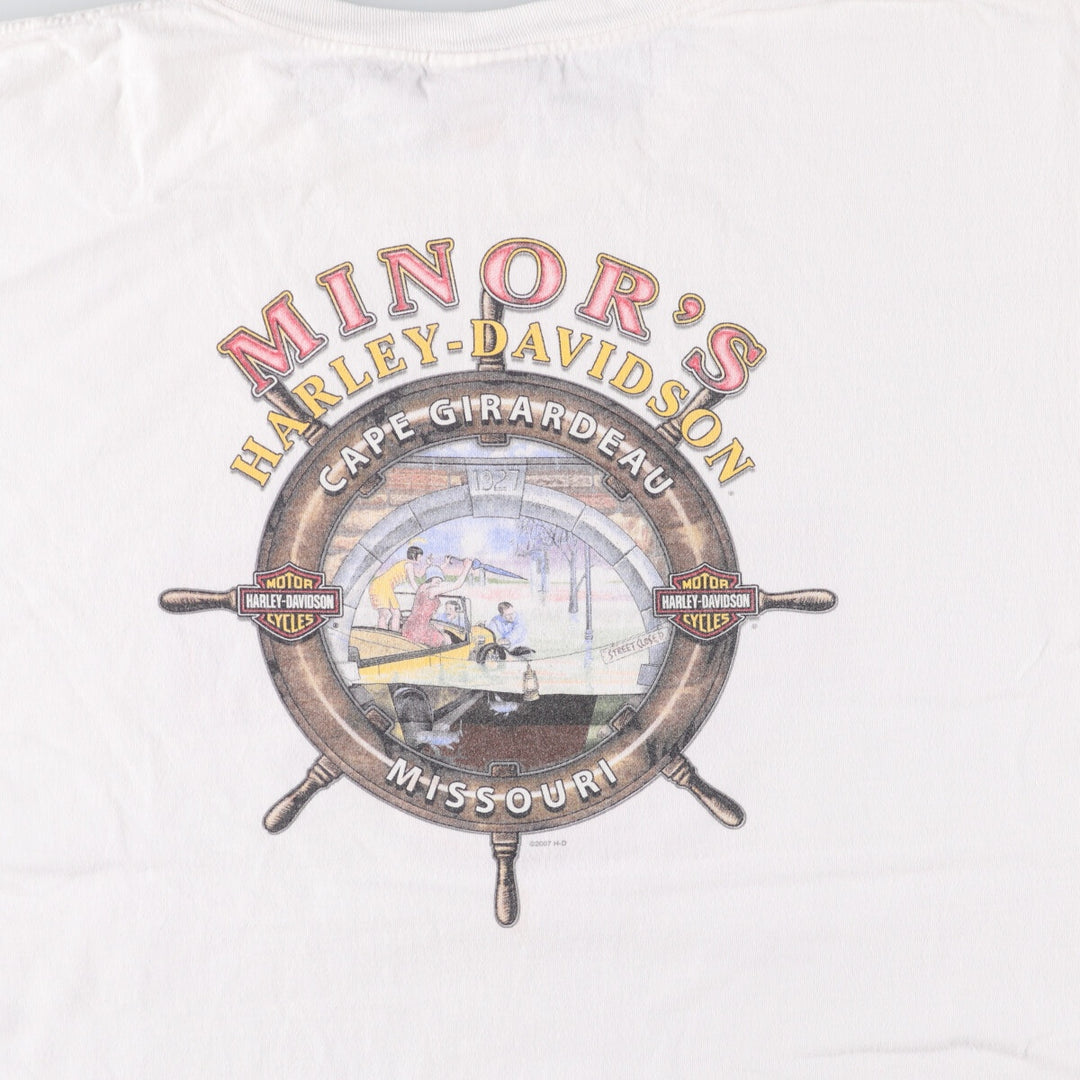 00'S Harley-Davidson Motorcycle Bike T-shirt Made in USA Men's XL unclear white type Vintage Second Hand