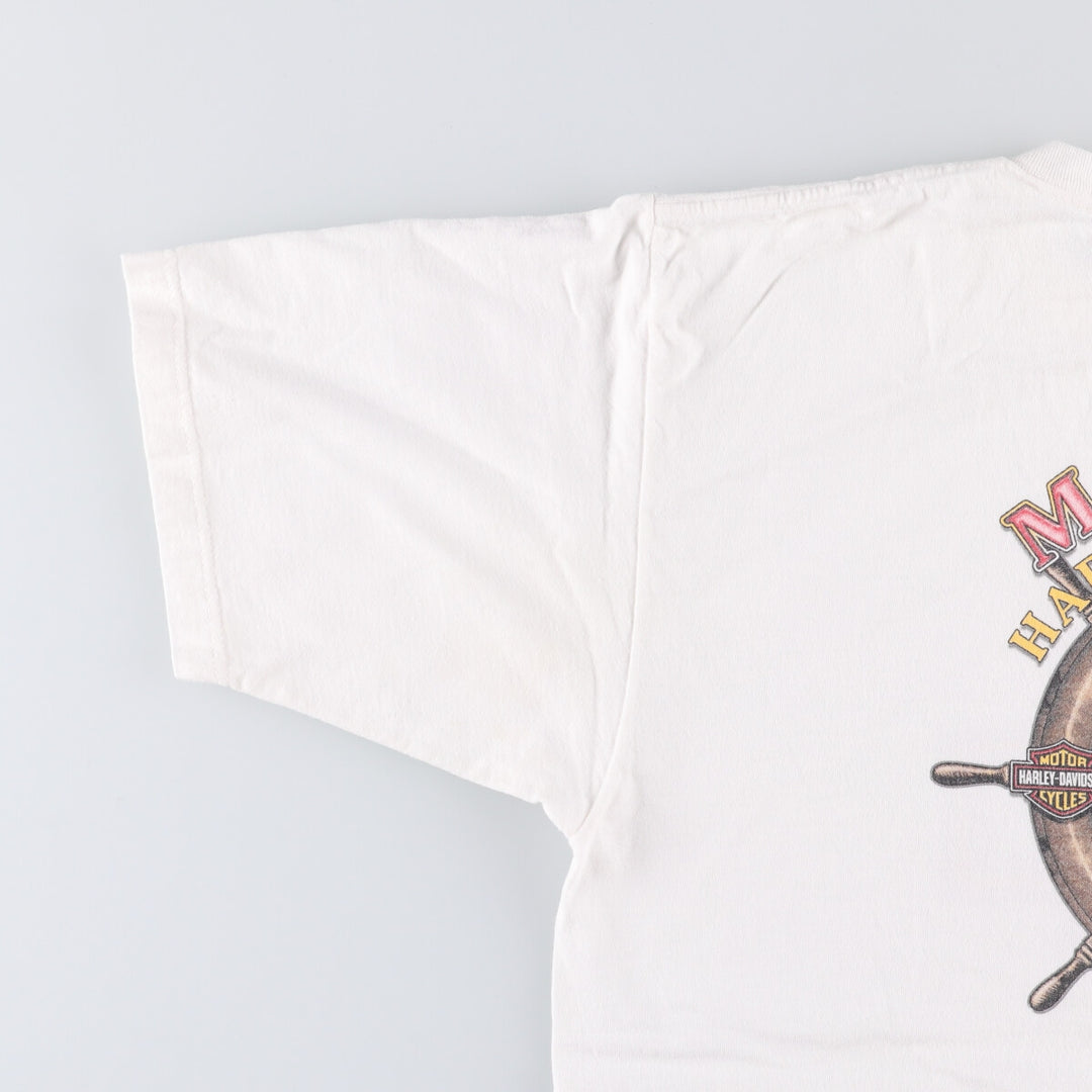 00'S Harley-Davidson Motorcycle Bike T-shirt Made in USA Men's XL unclear white type Vintage Second Hand