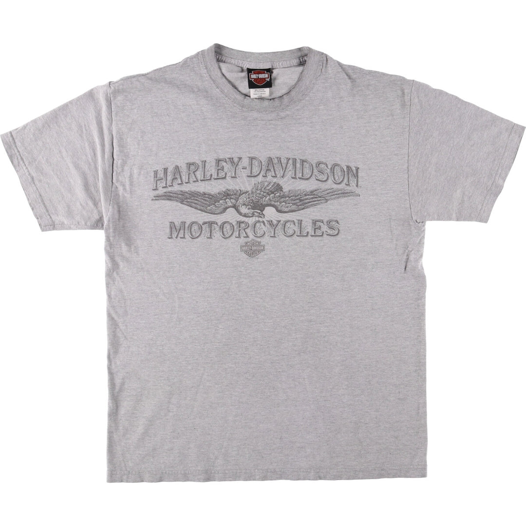 Harley-Davidson Eagle Pattern Motorcycle Bike T-shirt Men's L size cotton gray type Vintage Second Hand