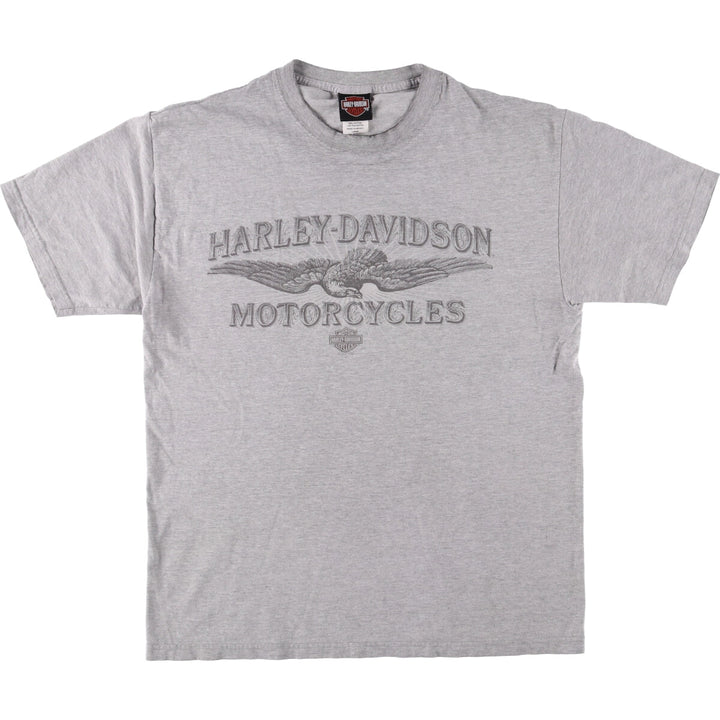 Harley-Davidson Eagle Pattern Motorcycle Bike T-shirt Men's L size cotton gray type Vintage Second Hand
