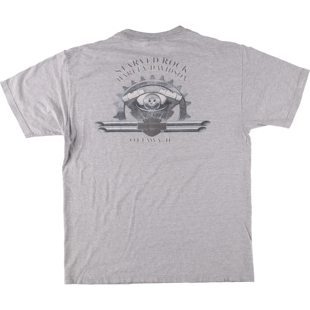 Harley-Davidson Eagle Pattern Motorcycle Bike T-shirt Men's L size cotton gray type Vintage Second Hand