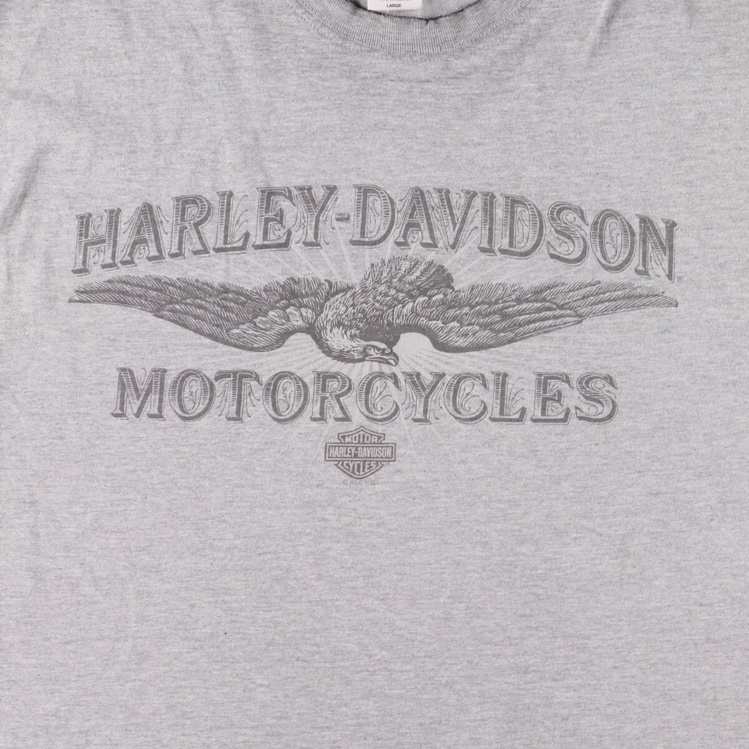 Harley-Davidson Eagle Pattern Motorcycle Bike T-shirt Men's L size cotton gray type Vintage Second Hand