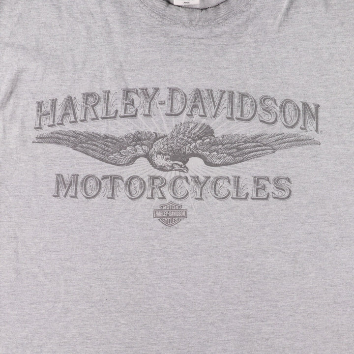 Harley-Davidson Eagle Pattern Motorcycle Bike T-shirt Men's L size cotton gray type Vintage Second Hand