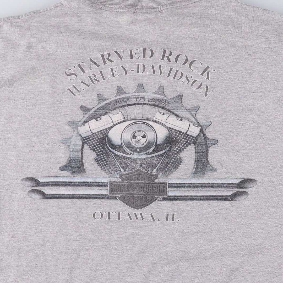 Harley-Davidson Eagle Pattern Motorcycle Bike T-shirt Men's L size cotton gray type Vintage Second Hand