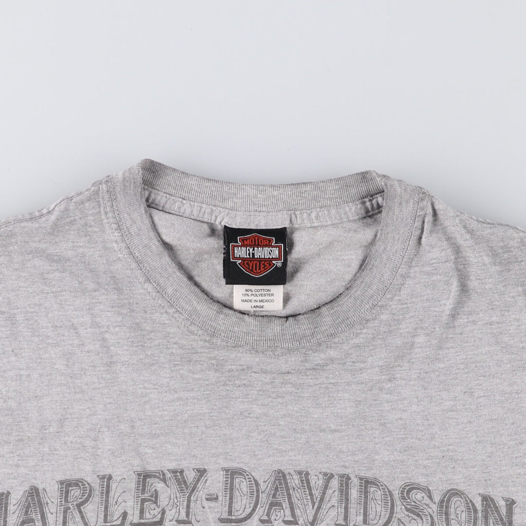 Harley-Davidson Eagle Pattern Motorcycle Bike T-shirt Men's L size cotton gray type Vintage Second Hand